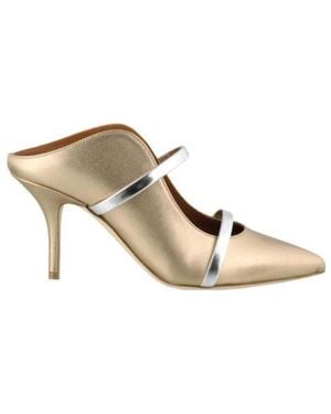 Malone Souliers Metal Textured Muller High Heels - Natural