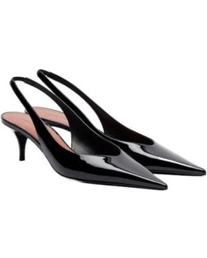 AMINA MUADDI Patent Leather Slingback Court Shoes - White