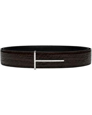 Tom Ford Double-Sided T-Strap Belt - White