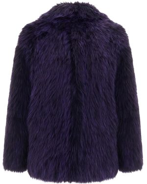 Patrizia Pepe Long Sleeved Faux Fur Jacket - Blue