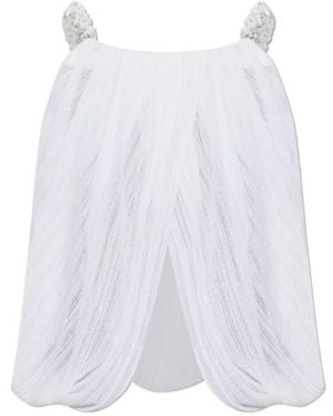 Balmain Draped Beaded-Strap Top - White