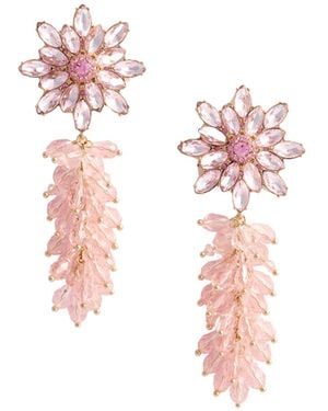 Self-Portrait Embellished Cluster Flower Earrings - Pink