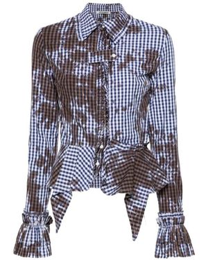 OTTOLINGER Stained Gingham Ruffled Shirt - Blue