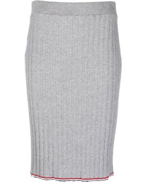 Thom Browne Ribbed-Knit Cashmere Pencil Skirt - Gray
