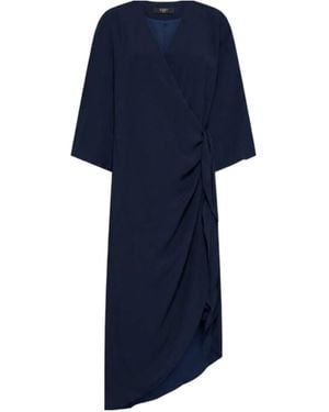 Seventy Ruffled Wrap Midi Dress - Blue