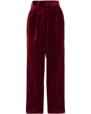 Blazé Milano Pleated Straight-Leg Trousers - Red