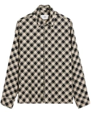 Ami Paris Ami Check Printed Twill Shirt - Grey