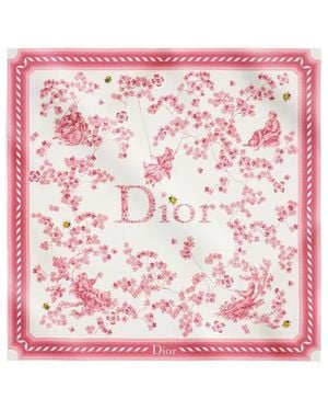 Dior Toile De Jouy Clover 90 Square Scarf - Pink