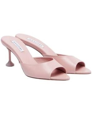 Aquazzura Bisous 65 Leather Mules - Pink