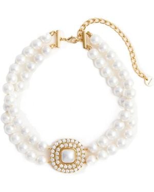 Self-Portrait Double Row Crystal Choker Necklace - Metallic