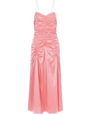 KHAITE Ruched Silk Midi Dress - Pink
