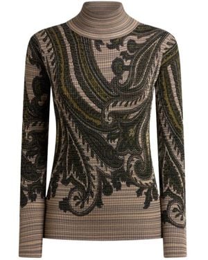 Etro Paisley-Print High-Neck Jumper - Black