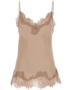Gold Hawk Lace Trim Camie Top - Brown