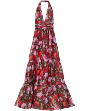 Carolina Herrera Silk Halterneck Gown - Red