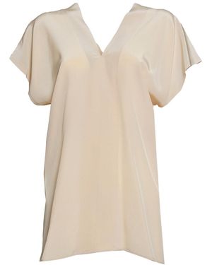 Aspesi V-Neck Satin Blouse - Natural