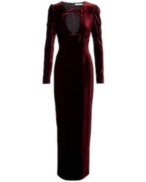 Alessandra Rich Bow-Knot Openwork Velvet Dress - Red