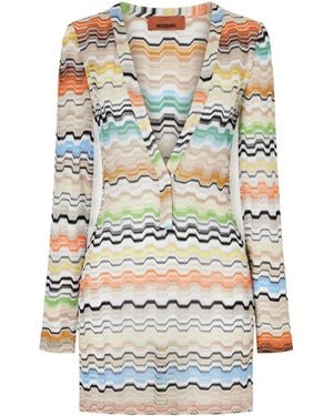 Missoni Striped Crochet-Knit Coverup - Grey