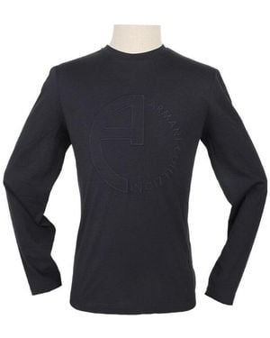 Armani Collezioni Long-Sleeved T-Shirt With Round Neck - Blue