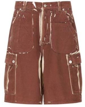Marni Screen-Printed Denim Cargo Shorts - Brown