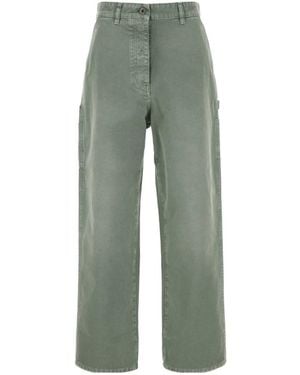Miu Miu Garment-Dyed Gabardine Trousers - Green