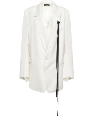 Ann Demeulemeester Agnes Wool Satin Asymmetric Jacket - White