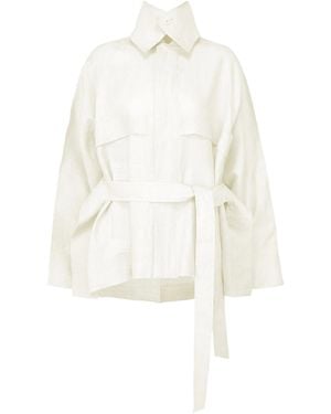 Issey Miyake Tied-Waist Hempen Jacket - White