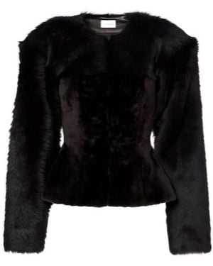 Magda Butrym Peplum Shearling Jacket - Black