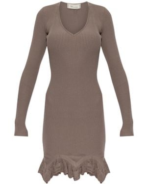 Blumarine Long-Sleeved Knit Dress - Brown