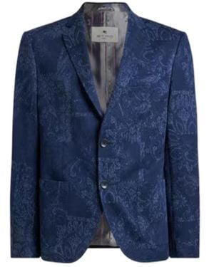 Etro Single-Breasted Tailored Blazer - Blue