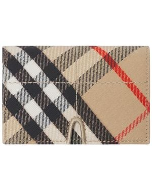 Burberry Checked Folded Card Case - White