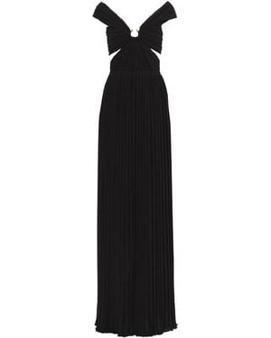 Chloé Off-Shoulder Pleated Midi Dress - Black
