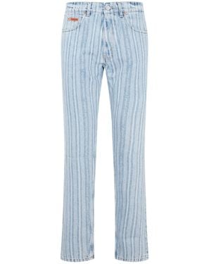 Martine Rose Striped Straight-Leg Mid-Rise Jeans - Blue