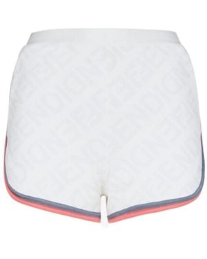 Fendi Allover Logo Knitted Shorts - White
