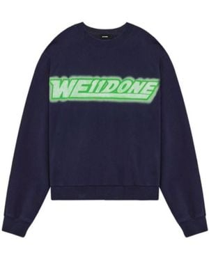 we11done Logo-Print Detail Sweatshirt - Blue