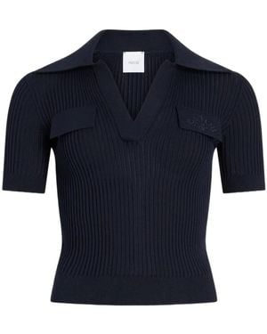 Patou Embroidered Knitted Cotton Polo Shirt - Blue