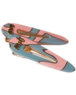Miu Miu Hair Clips With Logo - White