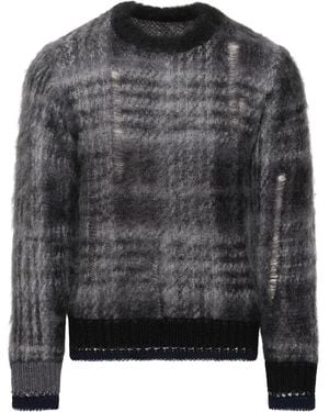 Sacai Plaid Mohair-Blend Jumper - Grey