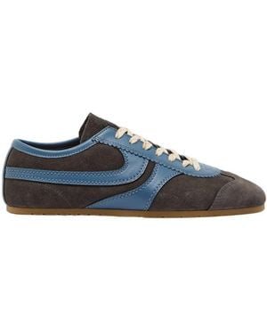 Dries Van Noten Leather And Suede Trainers - Blue