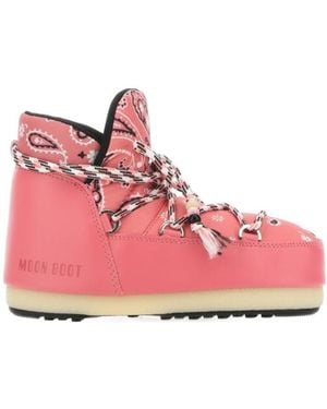 Alanui X Moonboot Bandana-Printed Round-Toe Boots - Pink
