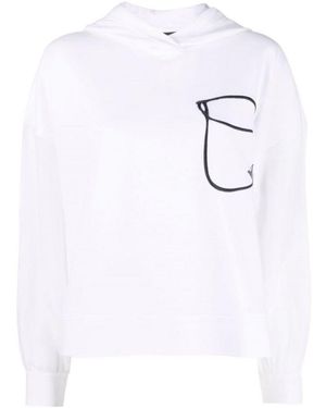 Emporio Armani Graphic-Print Detail Hoodie - White