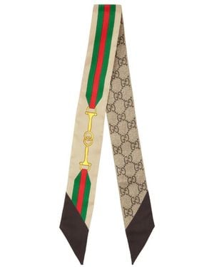 Gucci Web Horsebit Printed Neck Bow - Metallic