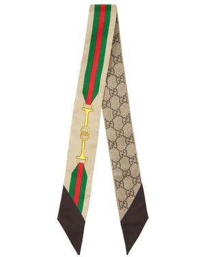 Gucci Web Horsebit Printed Neck Bow - Metallic