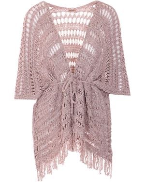 Twinset Fringed Crochet Knitted Top - Pink