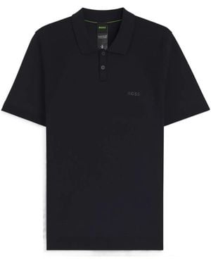 BOSS Cotton-Blend Knit Polo With Bodymapping Structure - Black