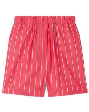 Frankie Shop Lui Striped Cotton-Poplin Shorts - Red
