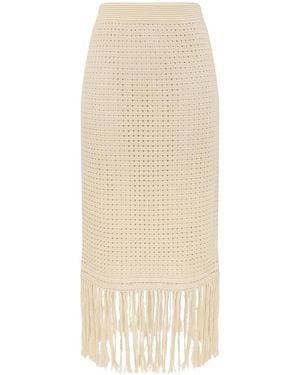 Zimmermann Indra Fringe-Trimmed Skirt - Natural