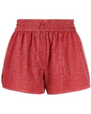 Oséree Oséree Lumière Lurex High Waist Shorts - Red