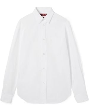 Gucci Heavy Cotton Poplin Shirt With Embroidery - White