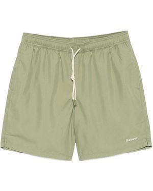 Barbour Staple Logo-Embroidered Drawstring Swim Shorts - Green