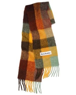 Acne Studios Logo Patch Checked Scarf - Orange